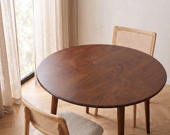 Round Dining Table, Handmade Walnut Table, Modern Small Space Kitchen Furniture