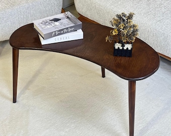 Mid Century Modern Wood Coffee Table, Small Living Room Sofa Table