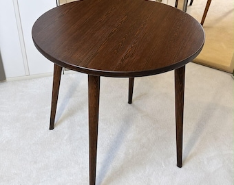 Solid Wood Round Dining Table, Mid-Century Modern Small Kitchen Table