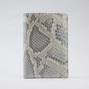 Handmade Python Leather Passport Holder, Glacial Pearlescent Silver Exotic Skin Cover, Custom Engraving,   Travel Gift for Her