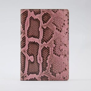 Handmade Pink Python Leather Passport Holder, Rose Blush Exotic Skin Cover, Personalized Name