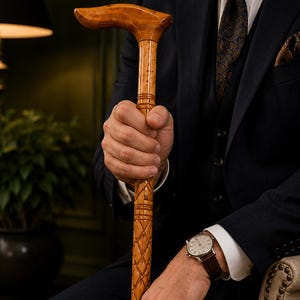 Handmade Rosewood Walking Stick, Lightweight Wooden Cane for Men & Women