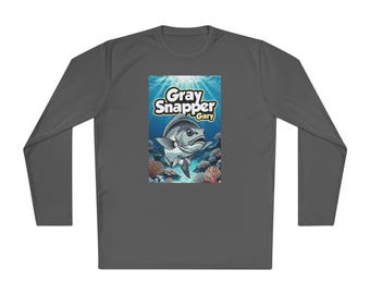 Gray Snapper Gary Fishing Shirt | 100% Polyester Long Sleeve Tee