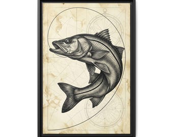 Snook Illustration Matte Canvas Framed | Nautical Fish Wall Art