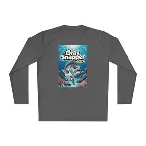 Gray Snapper Gary Long Sleeve Fishing Shirt | Gray Snapper Performance Tee | Florida Mangrove Snapper Angler Gift | Silver & True Navy
