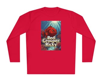 Red Grouper Ricky Fishing Shirt | Performance Long Sleeve Polyester Tee