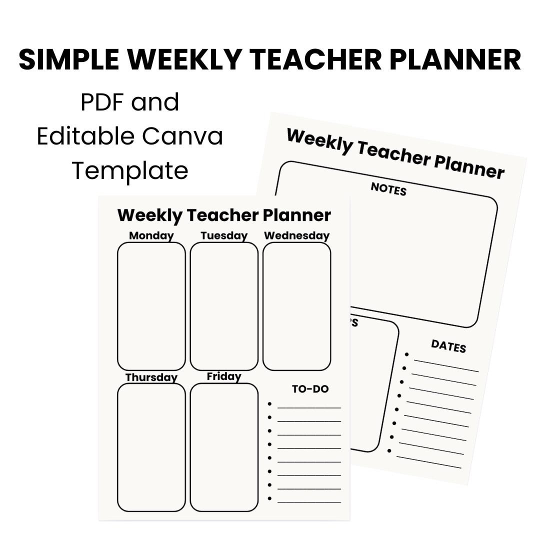 Editable Teacher Weekly Planner | Printable Lesson Planner | Canva ...