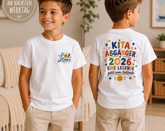 Geschenk Kita Abschied Shirt 2026 | Kindergarten AbschlussT-Shirt mit Namen| Schulkind 2026 Geschenk | Personalisiert für Mädchen und Jungen