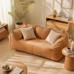 Compressed Bean Bag Sofa Chair, Plush Teddy Fleece Floor Sofa, Single Double Lazy Sofa, Ergonomic Lounge Chair, Small Space Furniture bild 9