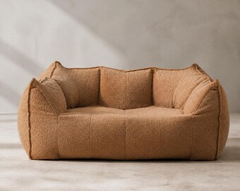 Compressed Bean Bag Sofa Chair, Plush Teddy Fleece Floor Sofa, Single Double Lazy Sofa, Ergonomic Lounge Chair, Small Space Furniture