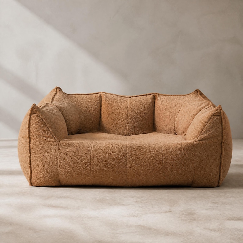Compressed Bean Bag Sofa Chair, Plush Teddy Fleece Floor Sofa, Single Double Lazy Sofa, Ergonomic Lounge Chair, Small Space Furniture bild 1