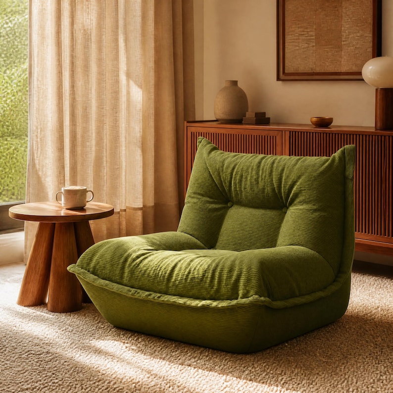 Compressed Lazy Sofa Chair, Corduroy Floor Sofa, Tatami Lounge Chair for Small Spaces, Cozy Reading Sofa for Living Room Bedroom bild 5