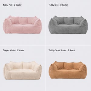 Compressed Bean Bag Sofa Chair, Plush Teddy Fleece Floor Sofa, Single Double Lazy Sofa, Ergonomic Lounge Chair, Small Space Furniture 64 tum