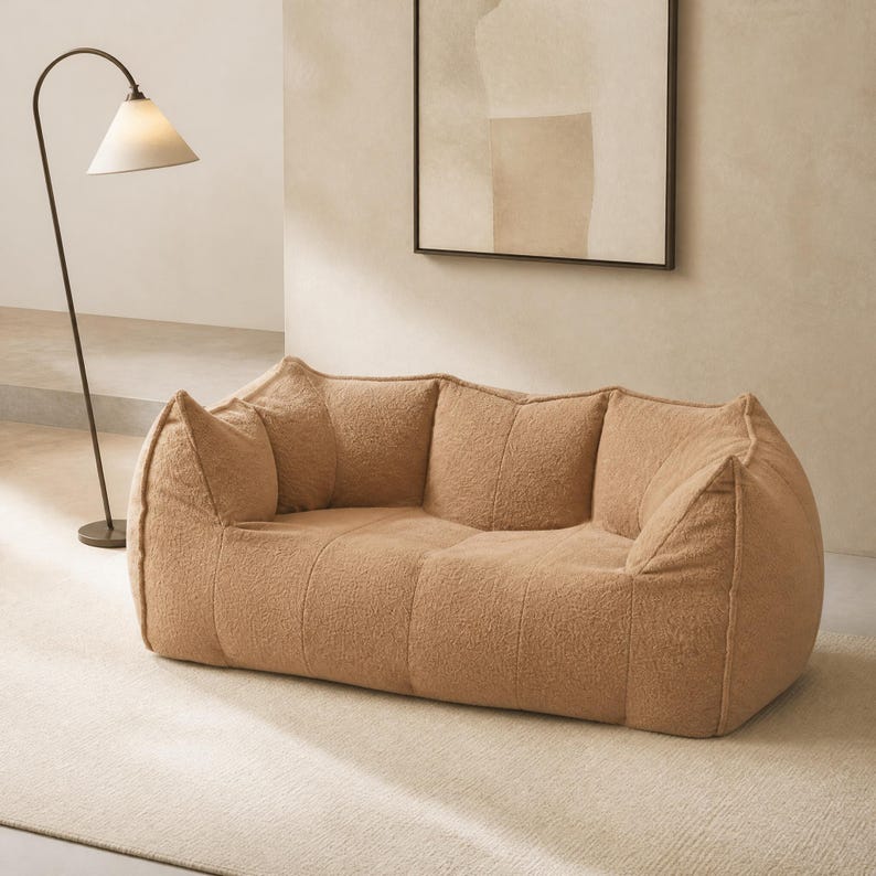 Compressed Bean Bag Sofa Chair, Plush Teddy Fleece Floor Sofa, Single Double Lazy Sofa, Ergonomic Lounge Chair, Small Space Furniture bild 10
