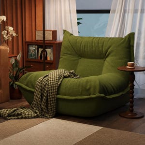 Compressed Lazy Sofa Chair, Corduroy Floor Sofa, Tatami Lounge Chair for Small Spaces, Cozy Reading Sofa for Living Room Bedroom