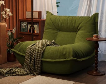 Compressed Lazy Sofa Chair, Corduroy Floor Sofa, Tatami Lounge Chair for Small Spaces, Cozy Reading Sofa for Living Room Bedroom