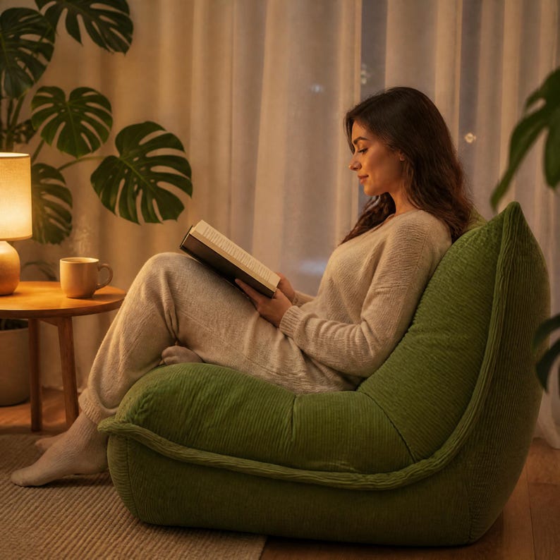 Compressed Lazy Sofa Chair, Corduroy Floor Sofa, Tatami Lounge Chair for Small Spaces, Cozy Reading Sofa for Living Room Bedroom bild 7
