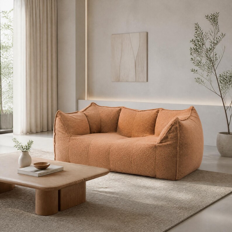 Compressed Bean Bag Sofa Chair, Plush Teddy Fleece Floor Sofa, Single Double Lazy Sofa, Ergonomic Lounge Chair, Small Space Furniture bild 11