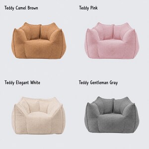 Compressed Bean Bag Sofa Chair, Plush Teddy Fleece Floor Sofa, Single Double Lazy Sofa, Ergonomic Lounge Chair, Small Space Furniture 32 tum