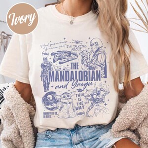 Camiseta de The Mandalorian y Grogu Baby Yoda, camiseta de la fiesta de Star Wars de Disneyland 2026, camiseta a juego para la familia, Día del Padre, regalos para papá, camiseta vintage imagen 5