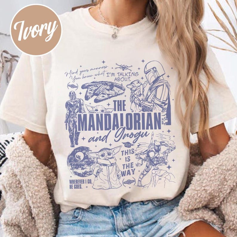 Camiseta de The Mandalorian y Grogu Baby Yoda, camiseta de la fiesta de Star Wars de Disneyland 2026, camiseta a juego para la familia, Día del Padre, regalos para papá, camiseta vintage imagen 5