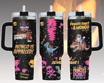 Princess Donut And Mongo 40oz Tumbler, Dungeon Crawler Carl Stainless Tumbler, Fantasy Book Drinkware Tumbler, Bookish Tumbler
