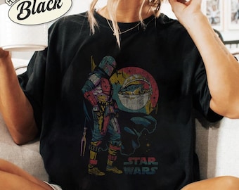 StarWars The Mandalorian Dark Shirt, Retro StarWars Shirt, Disneyland Family Matching Shirt, Galaxy's Edge Trip, Father Day