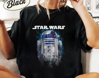 StarWars R2-D2 Portrait Logo Shirt, Retro StarWars Shirt, Disneyland Family Matching Shirt, R2-D2 Robot Galaxy's Edge Trip, Father Days WDW