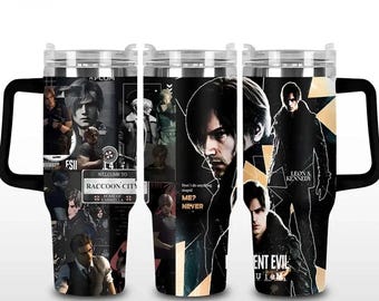 New Resident Evil Gift For Fans 40oz Tumbler, Leon Kennedy Gamer Tumbler, Vintage Horror Game Tumbler, Re9 Tumbler Gifts