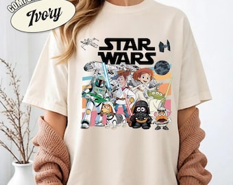Disney Pixar Toy Story StarWars Shirt, May The 4th Be With You Tee, Funny Pixar Toy Story Mashup Buzz Lightyear Woody Jessie Slinky Dog Tee