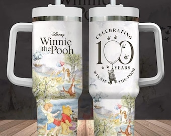 Winnie the Pooh 100th Anniversary 40oz Tumbler, Classic Pooh Tumbler 40oz, Disneyland Birthday Gift Tumbler