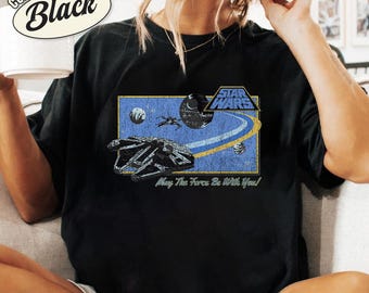 StarWars Falcon Poster Darth Vader Rebel 1977 Shirt, Retro StarWars Shirt, Disneyland Family Matching Shirt, Galaxy's Edge Trip, Father Day