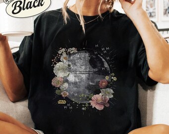 StarWars Floral Death Star Darth Vader Rebel 1977 Shirt, Retro StarWars, Disneyland Family Matching Shirt, Galaxy's Edge Trip, Father Day