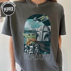 Starwars The Mandalorian And Grogu Galaxy's Most Wanted Portrait T-Shirt, Comfortable T-Shirt, Streetwear Tee, Starwars fan gifts. afbeelding 1