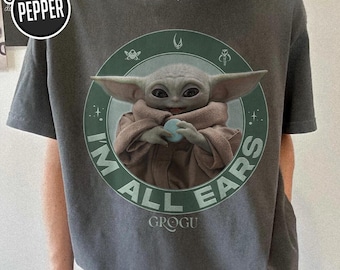 StarWars The Mandalorian and Grogu I'm All Ears Tee, Mando AT-RT Escape, Father's Day Starwars Shirt, StarWars Fan Gift Shirt, Gifts for Dad