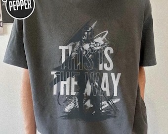 Starwars The Mandalorian And Grogu This Is The Way Grunge Duo Side Portrait TShirt, Disneyland Starwars Matching Tee, Father's day Gifts