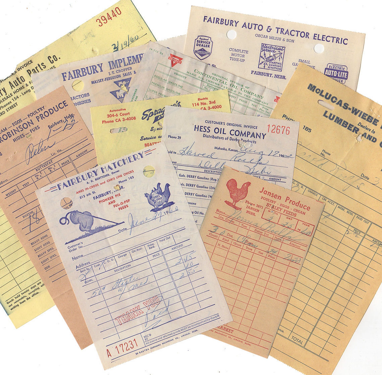 Vintage Handwritten Farm Receipts 1960s Lot of 10 Random Etsy