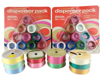 Vintage Gift Wrapping Ribbon Satin Glo, Buzza, Norcross Lot