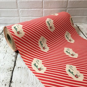 Vintage Christmas Wrapping Paper Candy Cane Stripe Department Store Roll By the Yard Mid Century Gift Wrap