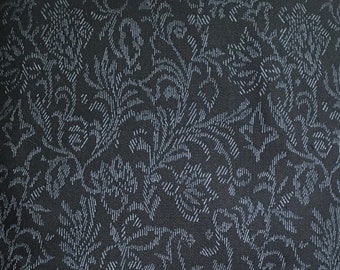 Omega Floral Rayon Fabric Gray on Black 60 x 6 Yards Sewing Material