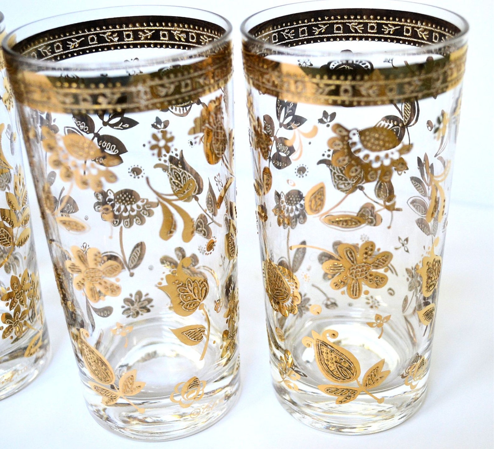 Vintage Culver LTD Gold Glassware Chantilly Pattern Mid Etsy