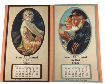 Vintage 1936 Advertising Calendar Salesman Sample Booklet Pinup Girl Ship Captain