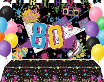 80s Party Decorations 1980s Party Accessories for Retro Birthday Decorations Backdrop Balloons Rock and Roll Party Supplies Wall Photo,15Pcs