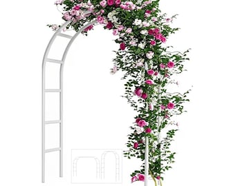 Arco da giardino in metallo con traliccio per piante rampicanti, 2,4 m. Arco da esterno per matrimoni, Halloween, Natale, traliccio per viti, arco di zucche. Montaggio gratuito.
