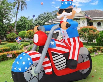 Decoración inflable patriótica de 1,8 m (6 pies) del Tío Sam para el 4 de julio, con luces LED, ideal para fiestas, el Día de la Independencia y el Día de los Caídos.