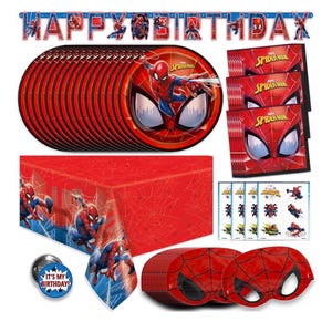 Decoraciones de cumpleaños de Spiderman Artículos para fiestas de Spiderman Sirve para 16 invitados Marvel Superhero Spidey y sus increíbles amigos Mantel imagen 1
