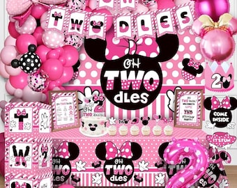 Oh Twodles - Articoli per la festa di compleanno di una bambina, decorazioni per il secondo compleanno, 150 pezzi per feste di compleanno di 2 anni