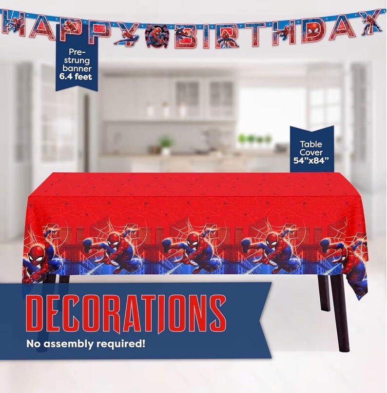 Decoraciones de cumpleaños de Spiderman Artículos para fiestas de Spiderman Sirve para 16 invitados Marvel Superhero Spidey y sus increíbles amigos Mantel imagen 6
