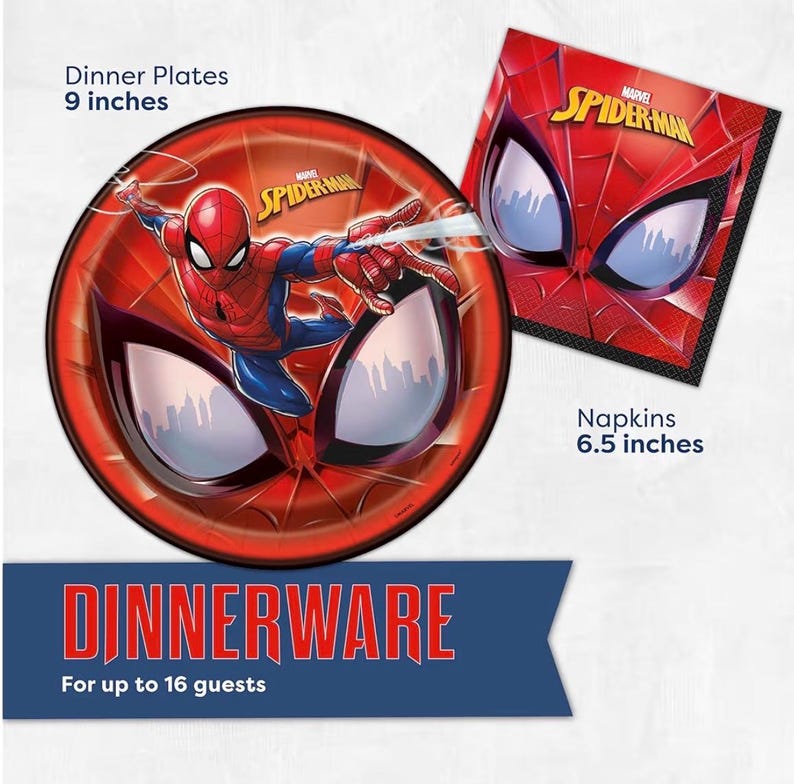 Decoraciones de cumpleaños de Spiderman Artículos para fiestas de Spiderman Sirve para 16 invitados Marvel Superhero Spidey y sus increíbles amigos Mantel imagen 5