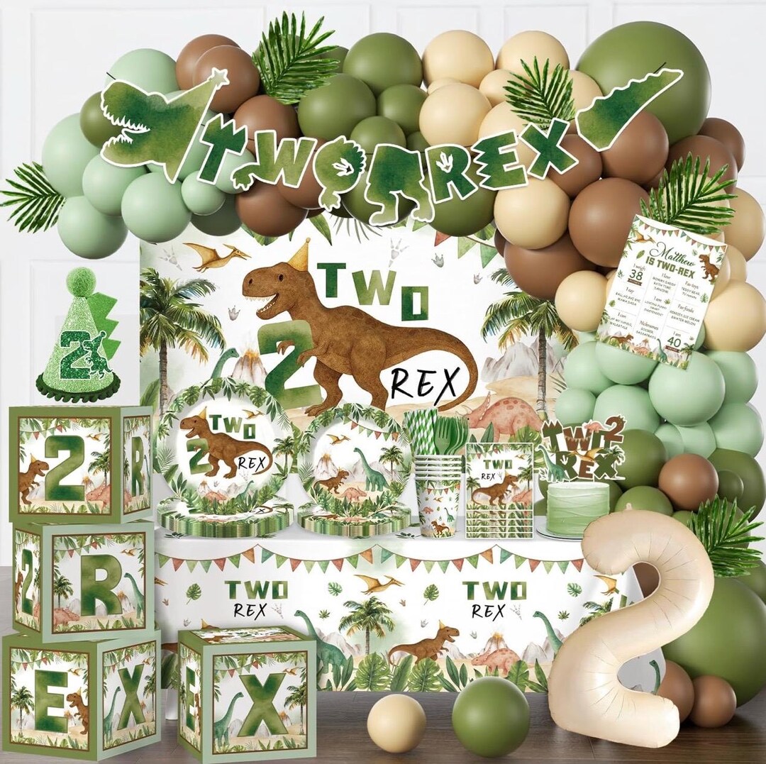 237pcs Two Rex Birthday Decorations Boy Complete Party Set, Dinosaur ...